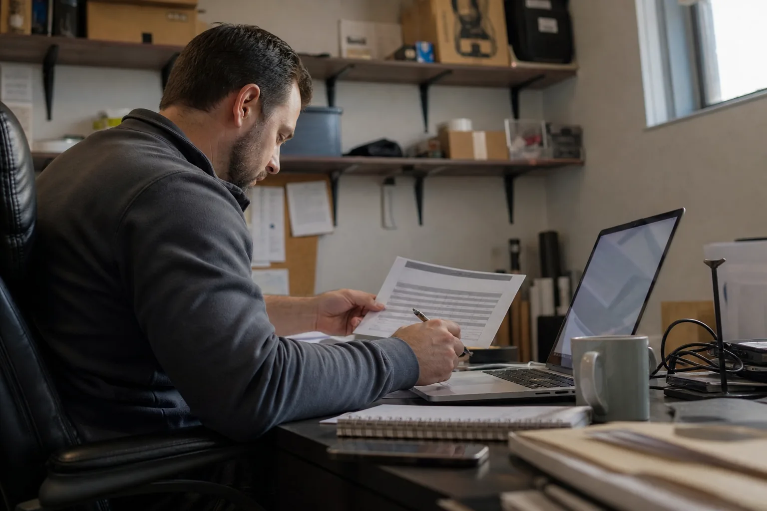Operations manager comparing eSignature software plans at a desk