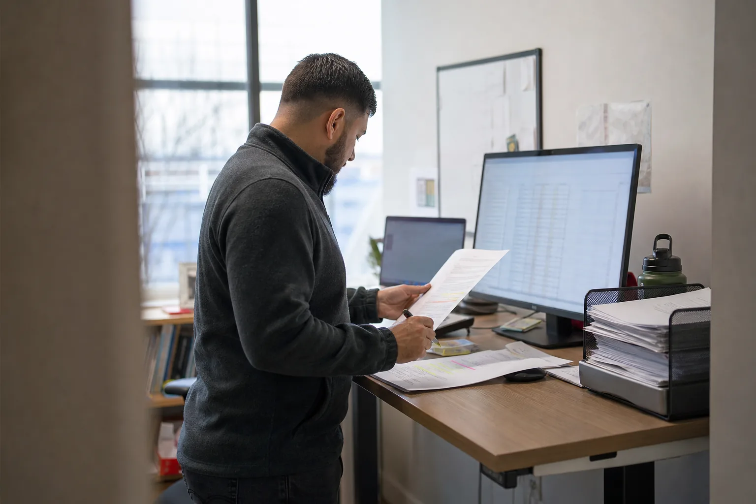 Operations lead comparing an eSignature subscription quote with a spreadsheet of monthly document volume